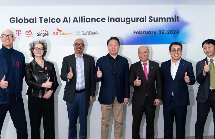 Executives from five telecom operators at the Global Telco AI Alliance inaugural summit